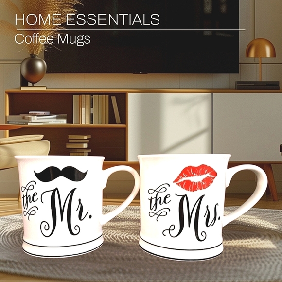 Home Essentials White and Black Couple Mugs - Picture 1 of 7